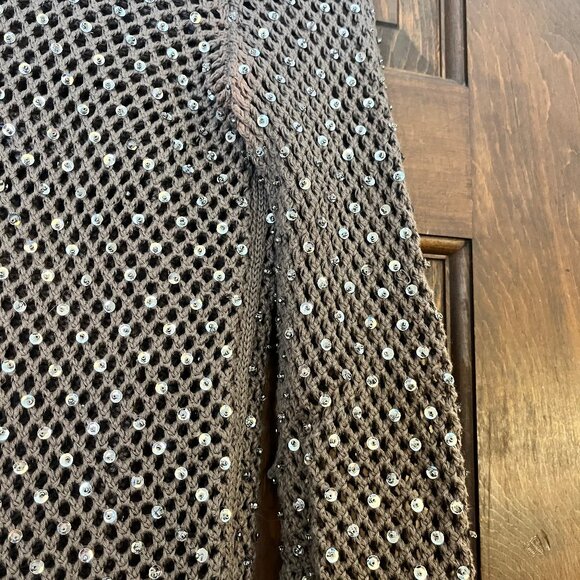 Michael by Michael Kors Brown 100% Cotton Sequin Sweater Size S - Picture 15 of 16